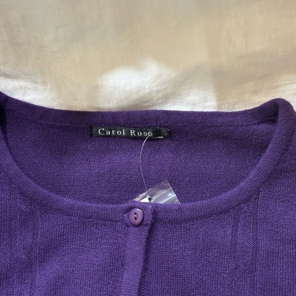 ❤️2/$15 or 3/$21❤️ NWT Carol Rose Deep Purple Cardigan, Size Small - Picture 5 of 9
